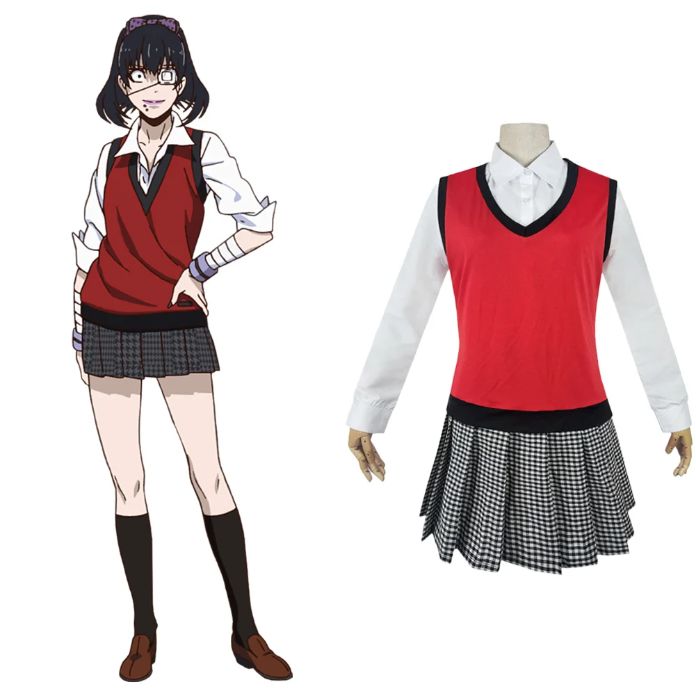 Kakegurui Midari Ikishima косплей костюм рубашка + искусственное платье для