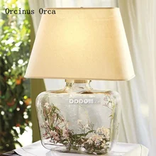 

American country living room glass decorative table lamp bedroom bedside lamp creative romantic European container lamp