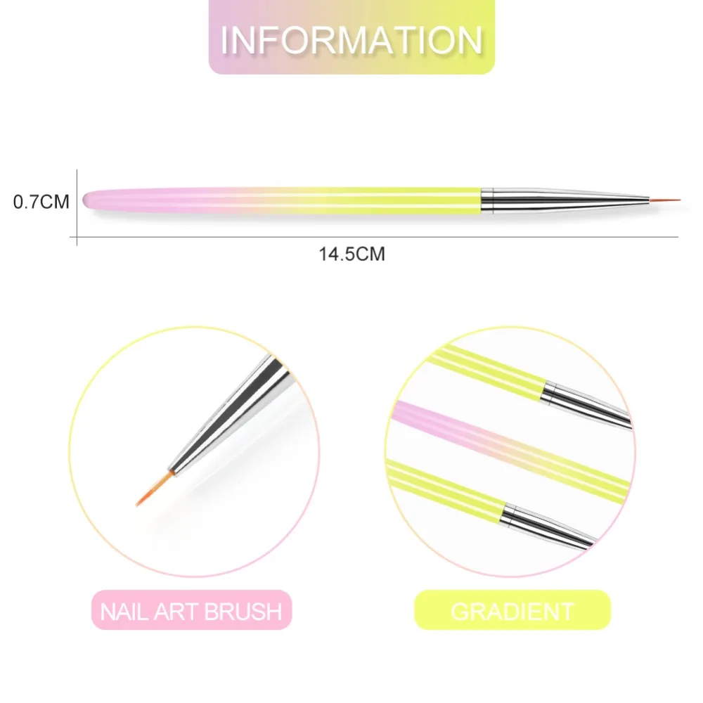 New Manicure Nail Art Tools Acrylic UV Gel Brush Liner Painting Pen Acrylic Drawing Brush For Nails Gradient Rhinestone Dotting