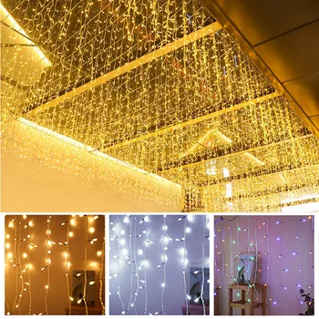 

Led Ice Curtain Light Starry Waterfall Light String Christmas Wedding Party Layout Outdoor Waterproof Decoration