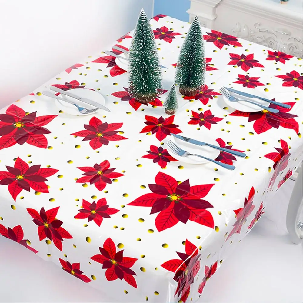 

Merry Christmas Rectangular Tablecloth Nappe Pvc Waterproof Tablecloth Pvc Table Cover Dinning Green Christmas Decor Table Cloth