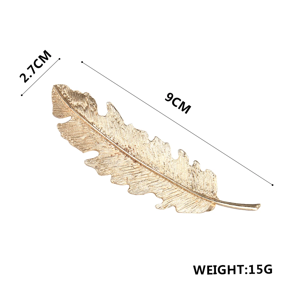 Винтажный простой: золото, серебро, листья, перо, заколка для волос, заколка, весенний зажим, ювелирные изделия для волос, женские тиара, аксессуары для невесты