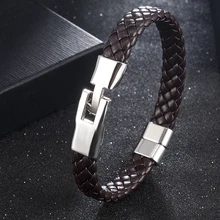 Высокое качество, для мужчин и женщин, кожаный браслет, манжета, магнитная застежка, браслет, нержавеющая сталь, пряжка, застежка, браслеты, ювелирные изделия