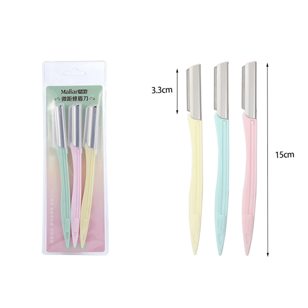

3 Piece Set Ladies Facial Eyebrow Razor Portable Eyebrow Trimmer Stainless Steel Blade Razor Blade Eyebrow Eyebrows Remover Tool