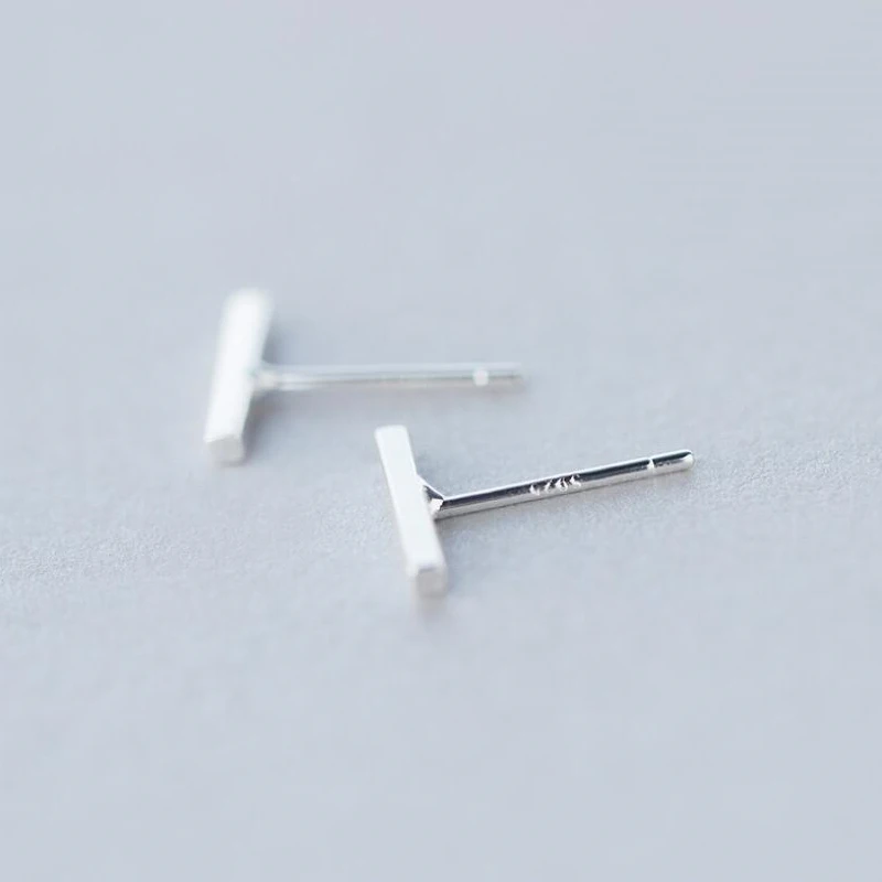 

100% 925 Sterling Silver Jewelry Fashion Cute Tiny 1.5mmX10mm Stick Stud Earrings Gift For Girls Kids Lady