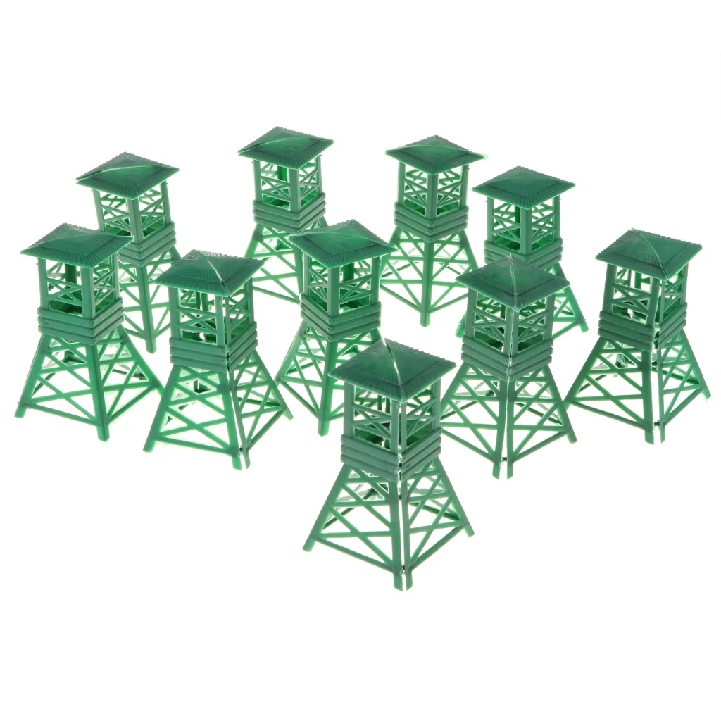 10 Pieces Plastic 9cm Watch Tower Military Wargame Scenery Building Army Men Playset Accessories for Children