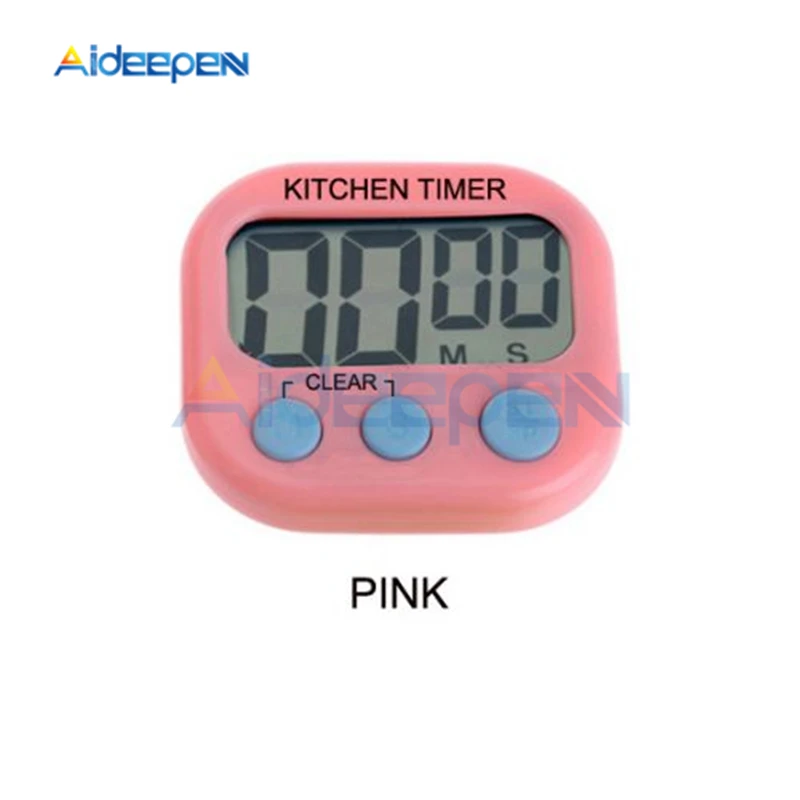 4 цвета магнитная ЖК-дисплей цифровой Кухня таймер обратного счета с сигналиацией с подставкой белый Кухня таймер практическая Пособия по кулинарии таймер, часы-будильник - Цвет: Pink