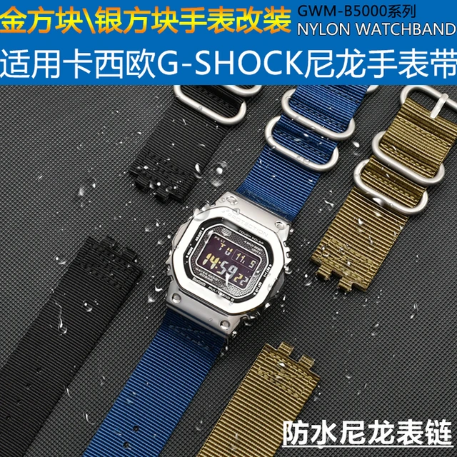 dart Skylight Tillid For Casio G-Shock 3459 GMW-B5000 Modified Nylon Watchband Small Gold Silver  Square Watch Band