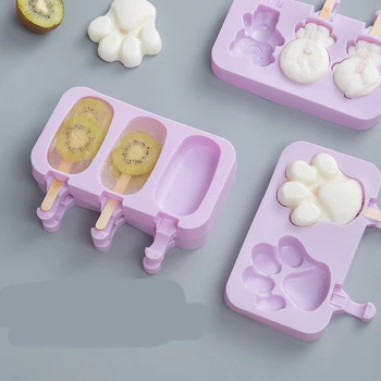 

New Silicone Ice Cream Mold Popsicle Molds DIY Homemade Cartoon Ice Cream Popsicle Ice Maker Mould contain 50 sticks