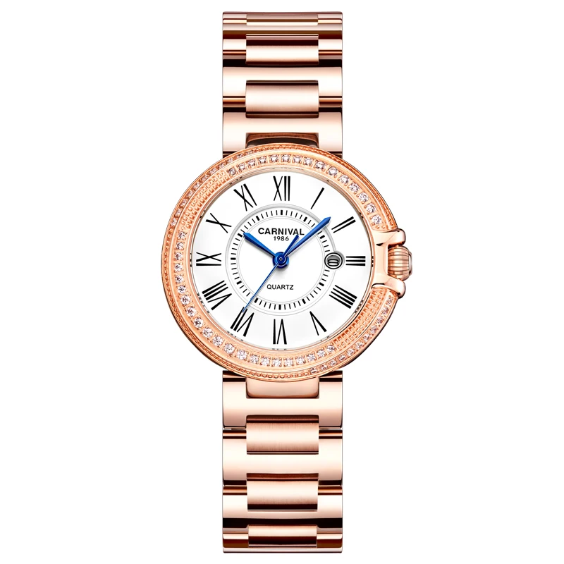 

2020 new Swiss Carnival watch ladies quartz watch fashion trend rose gold diamond temperament ladies watch