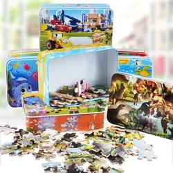 Rompecabezas 3D de madera para niños y bebés, rompecabezas de Tangram de tráfico de animales de dibujos animados, tamaño Mini, educativo, 100 piezas