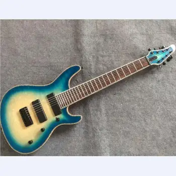 

8 Strings Mayones Electric Guitar 24 Frets blue Quilted Maple Top Mayones 8 string guitar Free Shipping