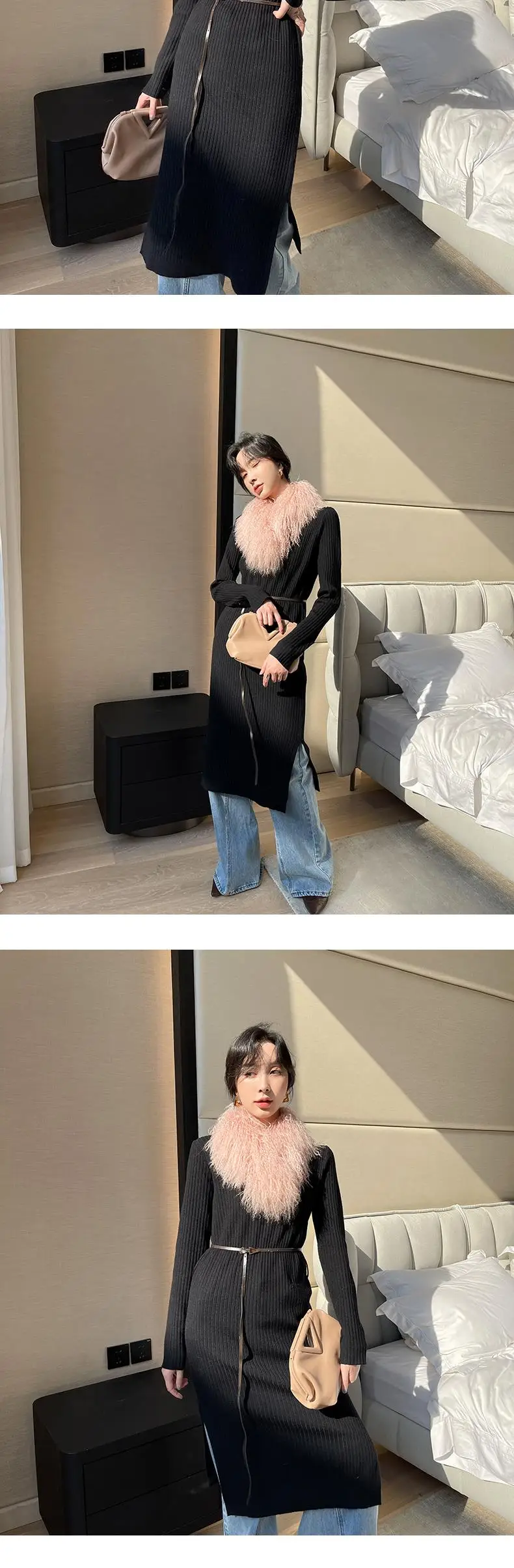 Женский зимний шарф из натурального меха | AliExpress