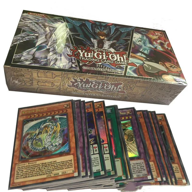 100 шт Япония Yu-Gi-Oh! игральные карты с картонная коробка игра юджиох карты (Япония) для мальчиков и девочек, yu-gi-ой коллекция карт для забавная