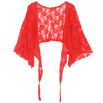 

Sexy Belly Dance Dancing Lace Blouse Choli Top Bra Dancewear Costumes-Red