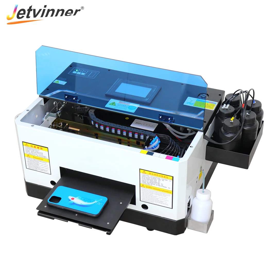 

Jetvinner A5 UV Printer Automatic Mini UV Printing Machine For Epson L800 Nozzle for Phone Case Glass Metal Wood UV Printing