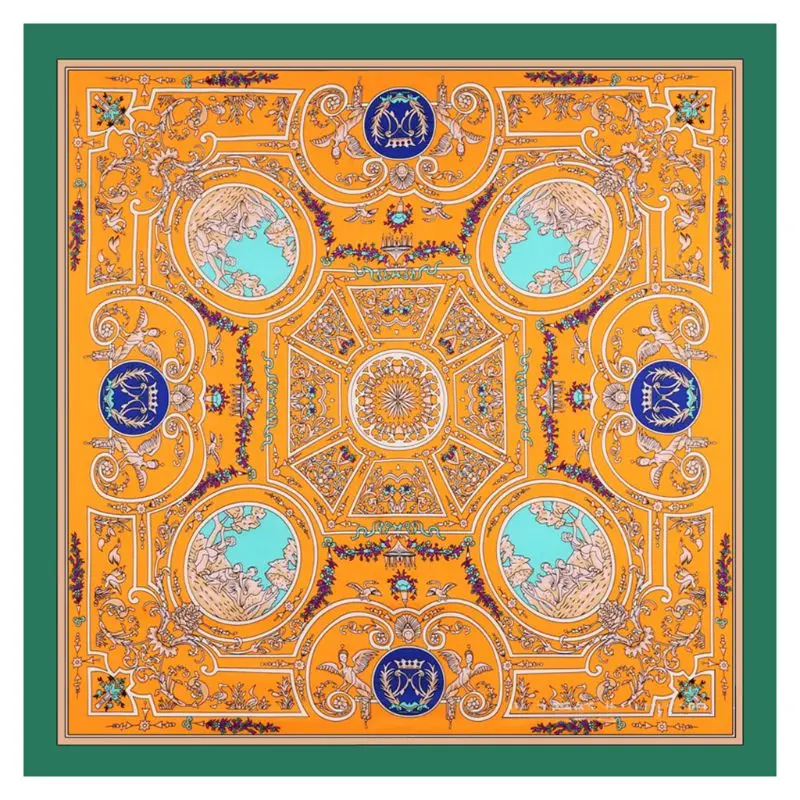 130x130 см женское из искусственного шелка многофункциональная пляжная шаль из саржевого жаккарда Европейский Дворцовый стиль Экстра большой квадратный шарф Одеяло обертывание