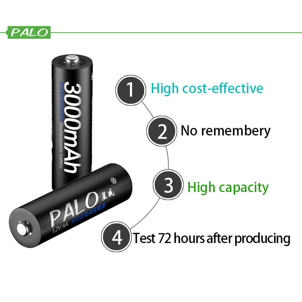 USB зарядное устройство PALO для никель-металл-гидридных аккумуляторов AA/AAA с ЖК-дисплеем+ 8 батарей 3000mAh AA