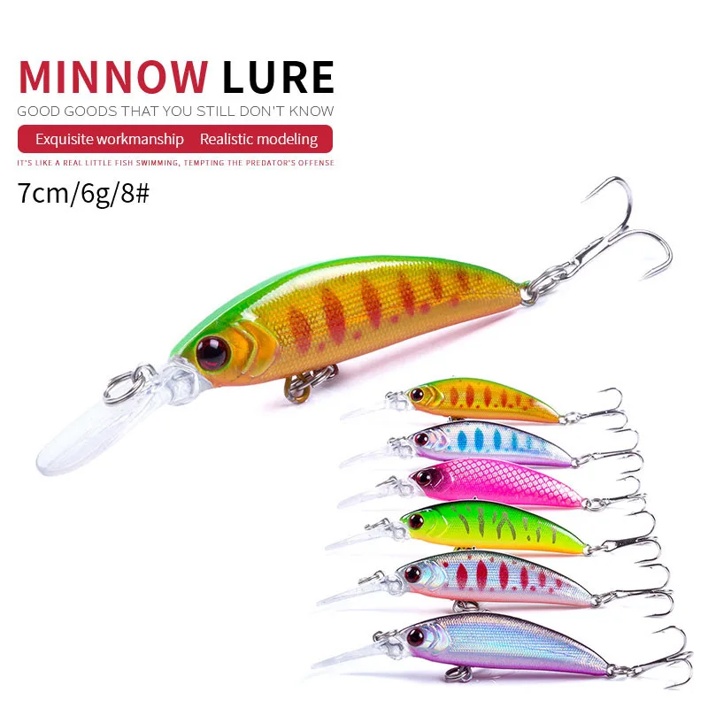 

HENGJIA 1pc Wobbler Minnow Fishing Lure Sinking Lure Bionic Bass Trout Artificial Bait 7cm/6g