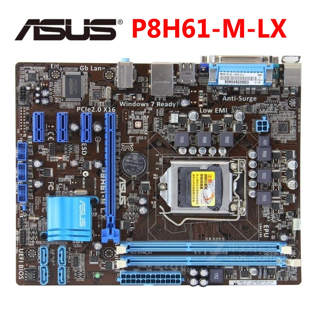 

Материнская плата ASUS 1155 LX, 100% ПК, LGA для материнской платы Intel H61 DDR3 16G P8H61 M LX, PCI-E X16 VGA, б/у