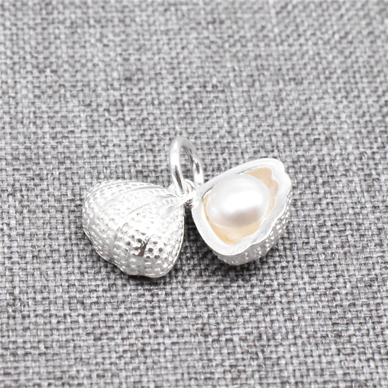 

2pcs of 925 Sterling Silver Shell Conch Charms 3D with Pearl Bead for Bracelet Necklace