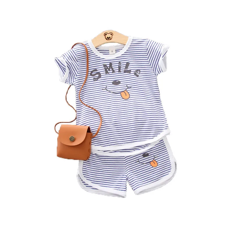 

Summer Children Casual Clothes Baby Boys Girls Striped Letter T Shirt Shorts 2Pcs/sets Kids Infant Tracksuit Toddler Sportswear
