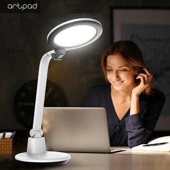 

High Bright 1000LM 17W Desk Lamp Rotatable Acrylic Panel Led,5 Levels Brightness Touch Dimming Reading Study Desktop Light Plug