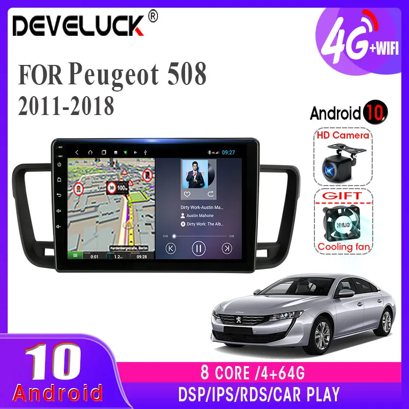 Автомагнитола 2din 4 + 64 гб Android 10 0 для Peugeot 508 2011 2018 DSP стерео RDS GPS навигация
