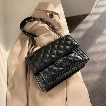 

Diamond Lattice Shoulder Bag Women's Bags 2020 Chain Strap Messenger Female PU Leather Handbag Luxury Bags