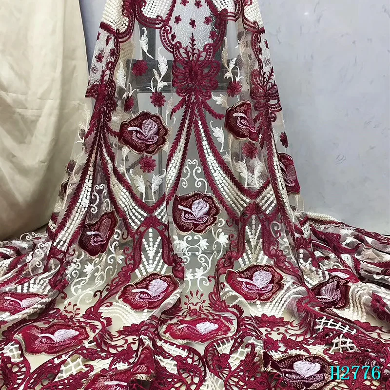 

2019 Free Shipping Tulle Lace Fabric Embroidered Mesh African Lace Fabric French Lace For Women Party Dress HX2776
