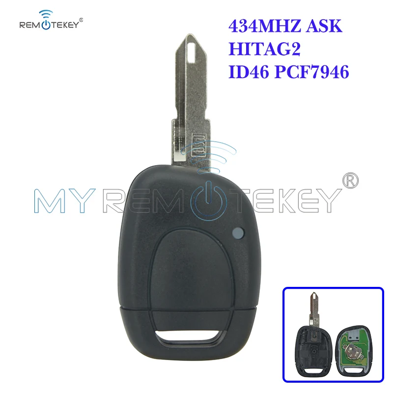 Remtekey Remote Car Key 1 Button For Renault Clio II 2001 2002 2003 2004 2005 ID46 - PCF7946 Chip 434 Mhz NE73