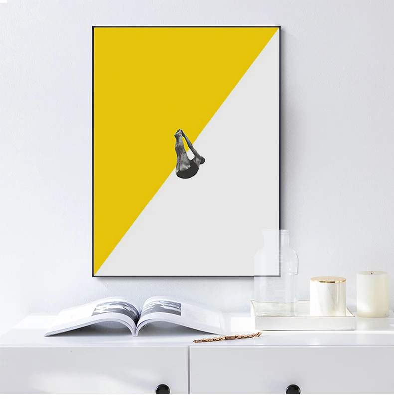 Modern Abstract Diving Posture Canvas Painting Nordic Poster Print Scandinavia Wall Art Pictures for Living Room Home Decoration