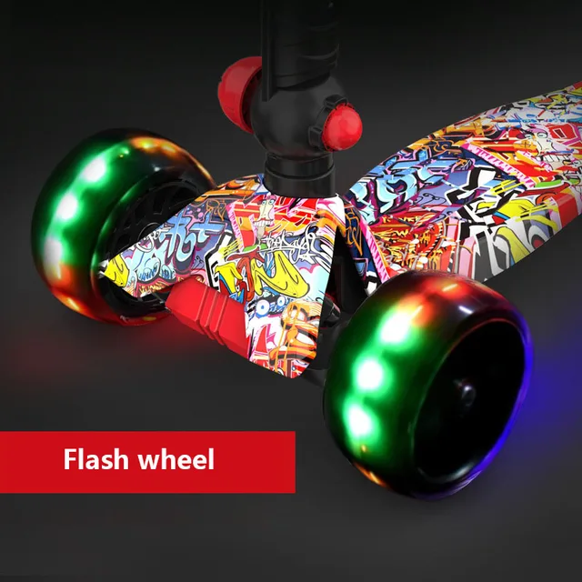 Doki Toy Shining Children Scooter 4 Wheels Kick Scooter Children Foot Scooters Adjustable Height Kids Scooters For Baby Gift 4