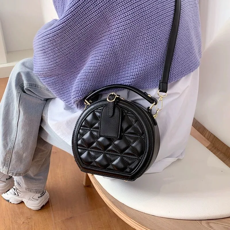 

Diamond Pattern Handbag Mini Bag Women 2020 Autumn Winter New Arrival Fashion All Match Single Shoulder Crossbody Bag Round