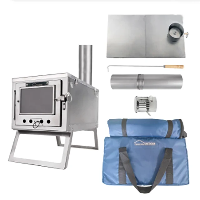 DANCHEL OUTDOOR Portable Titanium Tent Camping Wood Stove with a 6cm  Diameter Pipe,Suitable for Backpacking,
