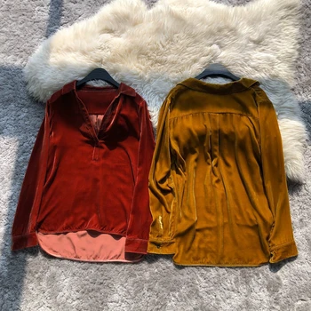 

2019 New Ladies Fashion Long Sleeve Sexy Casual Pure Color Suede Top 1219