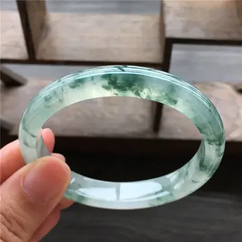 

Zheru Jewelry Natural Burmese Jadeite Light Blue Flower Double Color 54-64mm Bracelet Elegant Princess Jewelry For Mom For Girlf