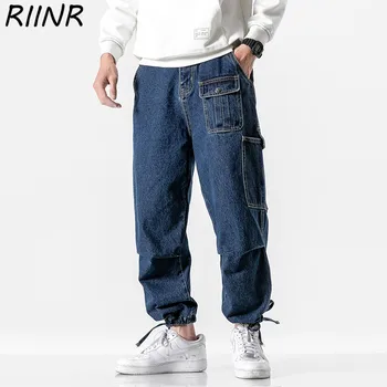 

Riinr Spring 2020 New Arrival Multi-Pocket Drawstring Casual Jeans M-5XL