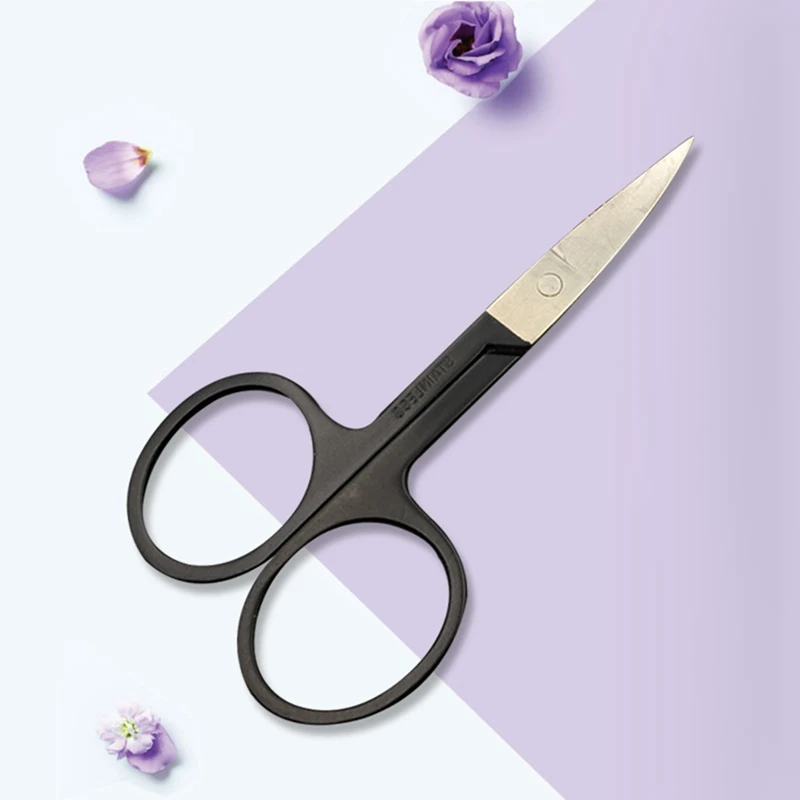 New Stainless Steel Eyebrow Scissor Black Nasal Facial Hair Remover Cuticle Nipper Sharp Head Manicure Beauty Makeup Tool