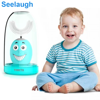 

Seelaugh Cartoon Smiley 360 Degree Automatic Smart Brush Electric U-shaped USB Toothbrush Silicone Silicone Brush Head