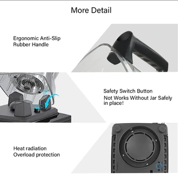 BioloMix 3HP 2200W Heavy Duty Commercial Grade Timer Blender Mixer Juicer Fruit Food Processor Ice Smoothies BPA Free 2L Jar 5