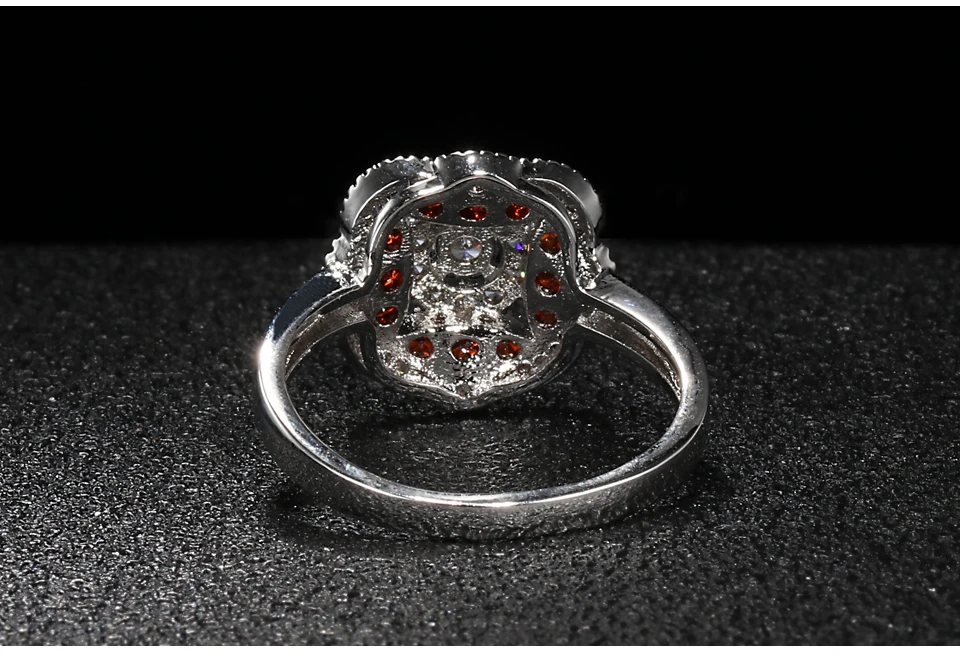 Bague Ringen в форме цветка, серебро 925, Ювелирное кольцо с камнями для женщин, рубиновый AAA циркон, женские вечерние аксессуары,, подарок