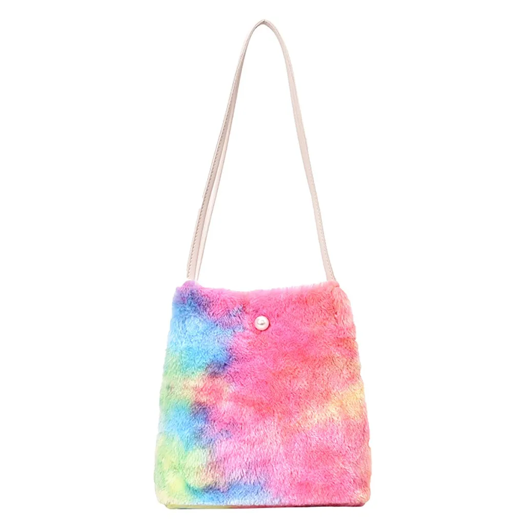 Multicolor Новая модная Роскошная плюшевая Большая вместительная сумка на плечо, разноцветная одноцветная сумка-мессенджер для женщин, роскошная сумка на плечо# NG - Цвет: Multicolor