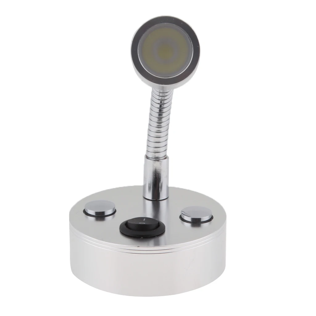 2x Boats RV Reading Lamp, LED Bed Lights Wall-Mounted Beside Lamps Wired Sconce Lamp, 12V / 1W, Gooseneck Length 10cm (Silver)