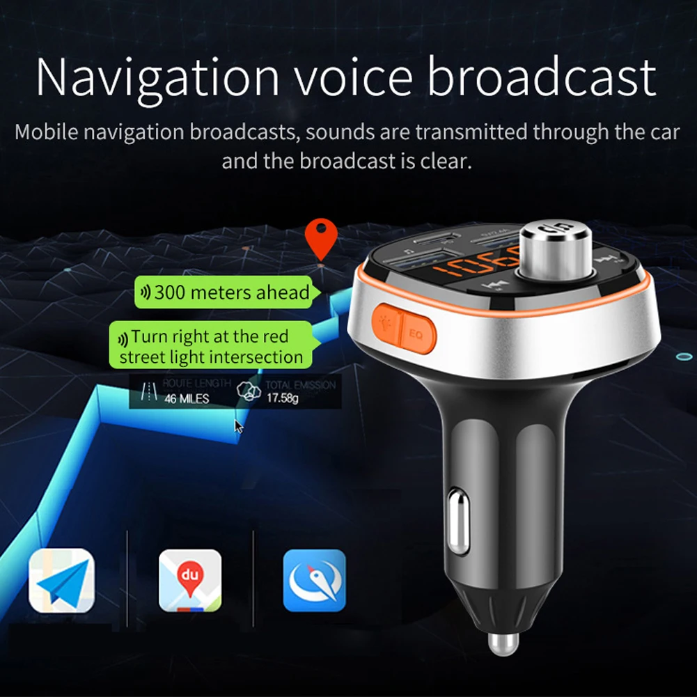 Fm-передатчик Bluetooth hands-free автомобильный mp3-плеер сабвуфер красочный атмосферный свет двойной USB PD3.0 быстрое зарядное устройство