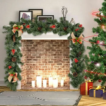 

9ft Christmas Garland Xmas Imperial Pine Fireplace Wreath Ornaments With/Without LED Lights K888