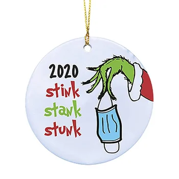 

1/3/5pcs Ceramic Grinch Round Pendant Hand Face Cover Pattern Christmas Hanging Decor Drop Ornaments TB Sale