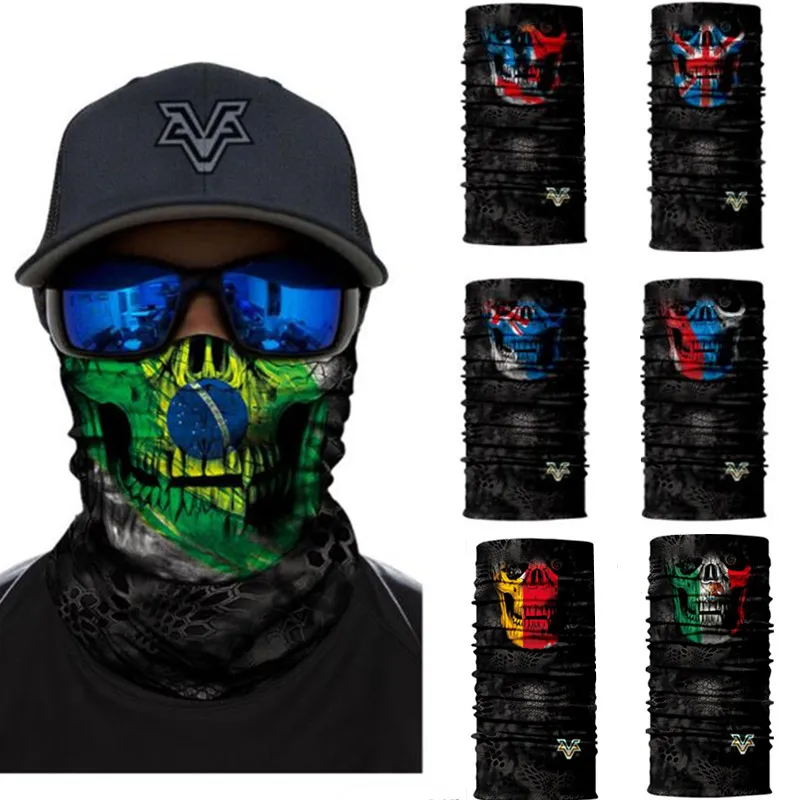 Быстросохнущий 3D флаг бесшовные полотна для мужчин шарф с черепом Лыжный Спорт