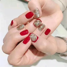 57-красное золото драгоценный камень прыгать одежда Маникюр готовой продукции xin нианг kuan пряди с креплением на кератиновых пластинах, накладные ногти патч