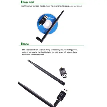 

Mini USB Wifi Adapter 300Mbps 2dB 5dB Antenna Network Lan Card PC Wi-fi Receiver Wireless 802.11b/n/g High Speed Wifi Adaptador